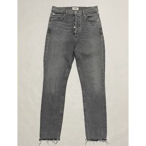 Agolde Size 27 X 27 Womens Button Fly High Rise Skinny Jeans Gray Denim Raw Hem